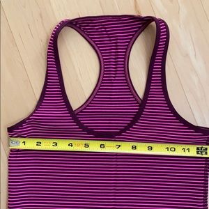 Lululemon pink /maroon stripe racer back tank.